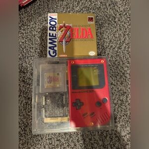Red Nintendo Game Boy (model DMG-01) with Zelda game. (Working no issues)